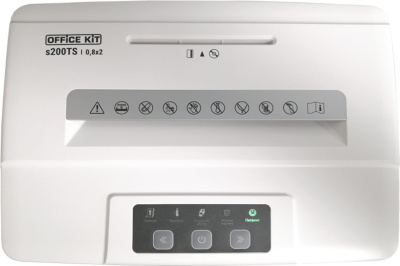 Шредер Office Kit S200TS 0,8x2 белый (секр.P-7) фрагменты 6лист. 25лтр. скобы пл.карты CD