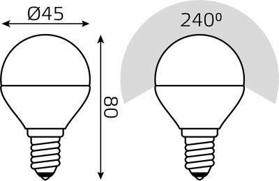 Лампа светодиодная Gauss Basic 10531252T 5.5Вт цок.:E14 шар 220B 4100K св.свеч.бел.нейт. (упак.:3шт)