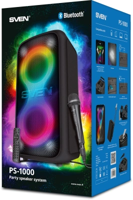 Колонка порт. Sven АС PS-1000 черный 160W 1.0 BT/3.5Jack 8000mAh (SV-022686)
