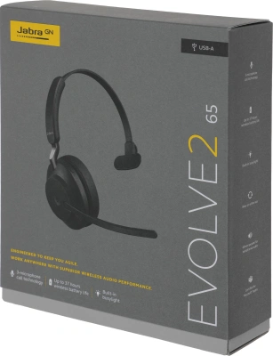 Наушники с микрофоном Jabra Evolve2 65 черный накладные BT оголовье (26599-899-999)