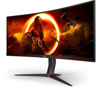 Монитор AOC 34" Gaming CU34G2XP/BK черный/красный VA LED 21:9 HDMI матовая HAS 400cd 178гр/178гр 3440x1440 180Hz FreeSync Premium DP Quad 2K (1440p) USB 8.02кг