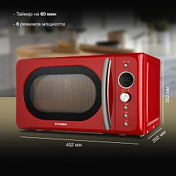 Микроволновая Печь Hyundai HYM-D3037 20л. 700Вт красный/серебристый