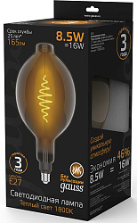 Лампа филам. Gauss Filament Vintage 8.5Вт цок.:E27 шар 220B св.свеч.бел.теп. (упак.:1шт) (152802005)