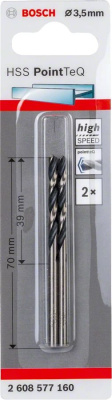 Набор сверл Bosch PointTeQ (2608577160) по металлу Д=3.5мм Дл=70мм (2пред.) для дрелей
