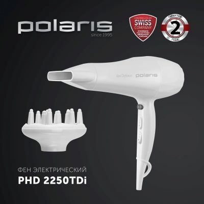 Фен Polaris PHD 2250TDi 2200Вт белый (020445)