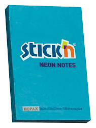 Блок самоклеящийся бумажный Stick`n 21207 51x76мм 100лист. 70г/м2 неон голубой