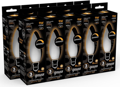 Лампа светодиодная Gauss Filament 103201109-D 9Вт цок.:E14 свеча 220B 3000K св.свеч.бел.теп. (упак.:10шт)