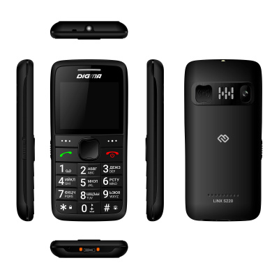 Мобильный телефон Digma S220 Linx 32Mb черный моноблок 2Sim 2.2" 176x220 0.3Mpix GSM900/1800 MP3 FM microSD max32Gb