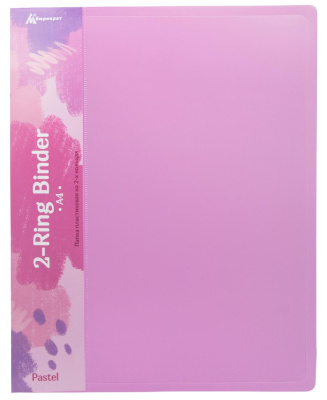 Папка на 2-х кольцах Бюрократ Pastel PAST0812/2RPINK A4 пластик 0.5мм кор.27мм торц.карм с бум. встав розовый