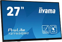 Монитор Iiyama 27" ProLite T2755QSC-B1 черный IPS LED 16:9 HDMI M/M глянцевая 400cd 178гр/178гр 2560x1440 75Hz DP WQ USB Touch 5.8кг