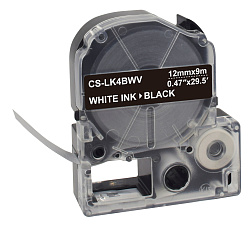 Картридж ленточный Cactus CS-LK4BWV LK-4BWV белый на черном 12x9 для Epson LW300/LW400/LW700/LW600P/LW1000P/K400/Z700/Z900