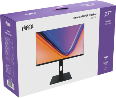 Монитор Hiper 27" ProView KB2710 черный IPS LED 5ms 16:9 HDMI M/M матовая HAS Piv 250cd 178гр/178гр 1920x1080 75Hz FreeSync DP FHD USB 4.5кг