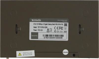 Коммутатор Tenda TEF1110P-8-102W (L2) 8x100Мбит/с 2x1Гбит/с 8PoE 99W неуправляемый