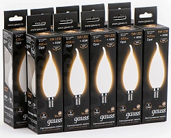 Лампа филам. Gauss Filament 5Вт цок.:E14 свеча 220B св.свеч.бел.теп. (упак.:10шт) (104201105)