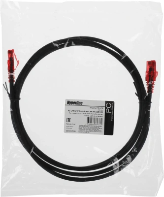 Патч-корд Hyperline PC-LPM-UTP-RJ45-RJ45-C5e-2M-LSZH-BK PC-LPM-UTP-RJ45-RJ45-C5E-2M UTP RJ-45 вил.-вилка RJ-45 кат.5E 2м черный LSZH (уп.:1шт) 24AWG