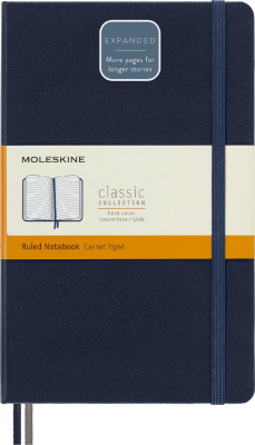 Блокнот Moleskine CLASSIC EXPENDED QP060EXPB20 Large 130х210мм 400стр. линейка твердая обложка синий сапфир