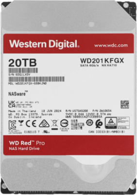 Жесткий диск WD SATA-III 20TB WD201KFGX NAS Red Pro (7200rpm) 512Mb 3.5"