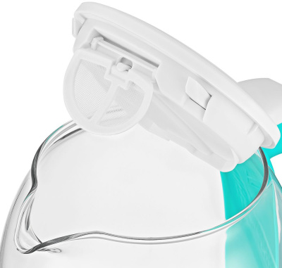 Чайник электрический Kitfort КТ-6140-3 1.7л. 2200Вт белый/бирюзовый корпус: стекло/пластик