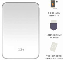 Мобильный аккумулятор ZMI P02ZM 5000mAh QC3.0/PD3.0 12W 2.4A USB-C беспров.зар. белый