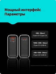 Мобильный аккумулятор Romoss PPU20 20000mAh QC/PD 130W 5A USB-A/2xUSB-C серый (6958377523018)