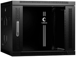 Шкаф коммутационный Cabeus (SH-05F-9U60/35-BK) настенный 9U 600x350мм пер.дв.стекл 60кг черный 290мм 220град. 501мм IP20 сталь