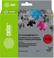 Картридж струйный Cactus CS-CLI426BK/M/C/Y CLI-426 черный/голубой/желтый/пурпурный набор (36мл) для Canon Pixma MG5140/5240/6140/8140/MX884 с чипом