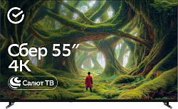 Телевизор LED Sber 55" SDX-55U5500DBB Салют ТВ Frameless темно-серый 4K Ultra HD 60Hz DVB-T DVB-T2 DVB-C DVB-S DVB-S2 USB WiFi Smart TV (RUS)