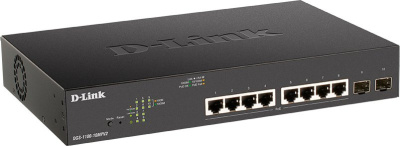 Коммутатор D-Link DGS-1100-10MPV2/A3A (L2) 8x1Гбит/с 2xКомбо(1000BASE-T/SFP) 2SFP 8PoE 130W управляемый