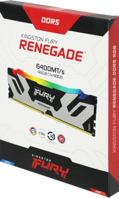 Память DDR5 48GB 6400MHz Kingston KF564C32RSA-48 Fury Renegade XMP RGB RTL Gaming PC5-51200 CL32 DIMM 288-pin 1.4В dual rank с радиатором Ret
