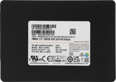 Накопитель SSD Samsung SATA-III 240GB MZ7L3240HCHQ-00B7C PM893 2.5" 1 DWPD