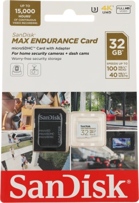 Флеш карта microSDXC 32GB Sandisk SDSQQVR-032G-GN6IA Max Endurance + adapter