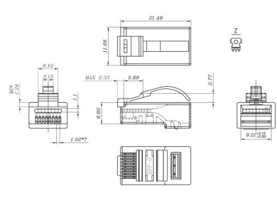 Коннектор Hyperline (PLEZ-8P8C-UA-C5-100) кат.5E RJ45 прозрачный (упак.:100шт)