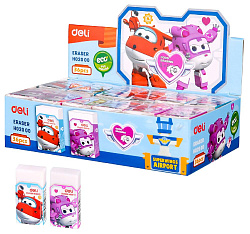 Ластик Deli EH02000 Super Wings 45x25x12мм белый картонный дисплей