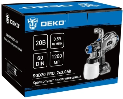 Краскопульт Deko GD20 PRO бак:1200мл 0 590 мл/мин