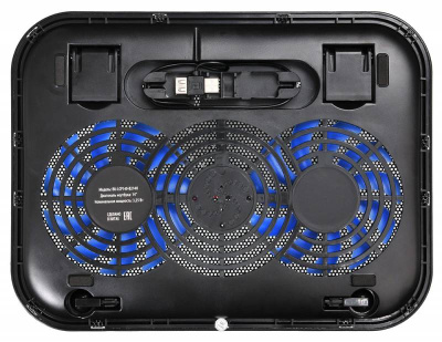 Подставка для ноутбука Buro BU-LCP140-B214H 14" 338x255x22мм 1xUSB 2x 140ммFAN 480г металлическая сетка/пластик черный