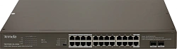 Коммутатор Tenda TEG1126P-24-410W (L2) 24x1Гбит/с 2SFP 24PoE 370W неуправляемый