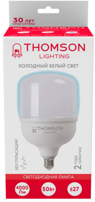 Лампа светодиодная Thomson TH-B2366 50Вт цок.:E27 цилин. 220B 6500K св.свеч.бел.хол. T140 (упак.:1шт)