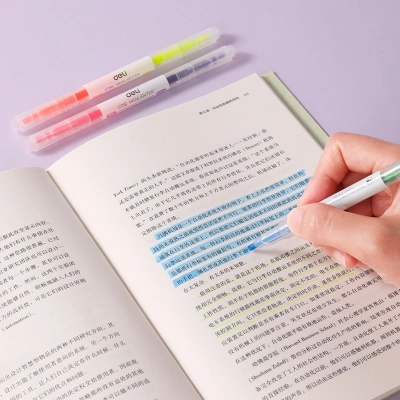 Набор текстовыделителей Deli EU736 скошенный пиш. наконечник двухсторонний 6цв. ассорти ПЭТ-бокс