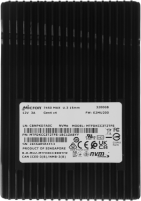 Накопитель SSD Crucial PCIe 4.0 x4 3.2TB MTFDKCC3T2TFS-1BC1ZABYY Micron 7450 Max 2.5" 3 DWPD
