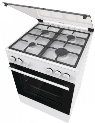 Плита Газовая Gorenje GG6A11WF белый (стеклянная крышка) реш.чугун
