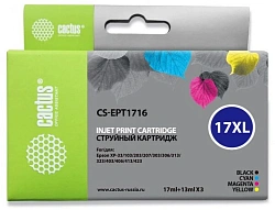 Картридж струйный Cactus CS-EPT1716 17XL черный/желтый/голубой/пурпурный набор (44.6мл) для Epson XP-33 с чипом