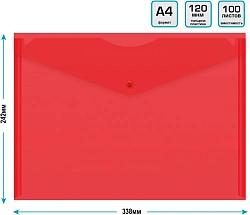 Конверт на кнопке Silwerhof Eco SE-PK120/RED A4 пластик 0.12мм красный