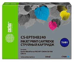 Картридж струйный Cactus CS-EPT04B240 T04B2 голуб.пигм. (54мл) для Epson WorkForce Pro WF-C8190, WF-C8690 с чипом