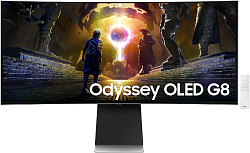 Монитор Samsung 34" S34DG852SMXUE серебристый OLED LED 21:9 M/M полуматовая HAS 250cd 178гр/178гр 3440x1440 175Hz DP Ultra WQHD USB 7.5кг