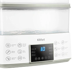 Пароварка Kitfort КТ-6431 2ярус. 800Вт белый/серый