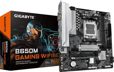 Материнская плата Gigabyte B650M GAMING WIFI6E SocketAM5 AMD B650 2xDDR5 mATX AC`97 8ch(7.1) 2.5Gg RAID+VGA+HDMI
