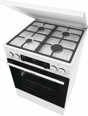 Плита Комбинированная Gorenje GKS6C71WF белый (металлическая крышка) реш.чугун