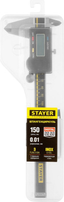 Штангенциркуль электронный Stayer 34410-150 черный пластиковый футляр