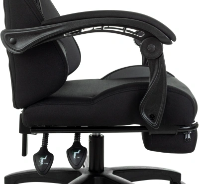 Кресло игровое Zombie Shadow черный/серый с подголов. крестов. пластик подст.для ног пластик черный