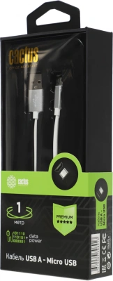 Кабель Cactus CS-USB.A.USB.MICRO-1 USB (m)-micro USB (m) 1м белый блистер